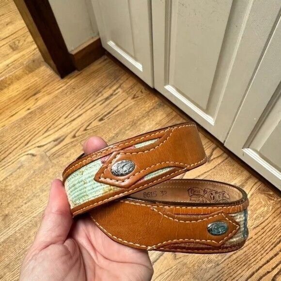 CIRCLE OF YOAKUM HANDMADE LEATHER AND WOVEN BELT - Picture 3 of 12